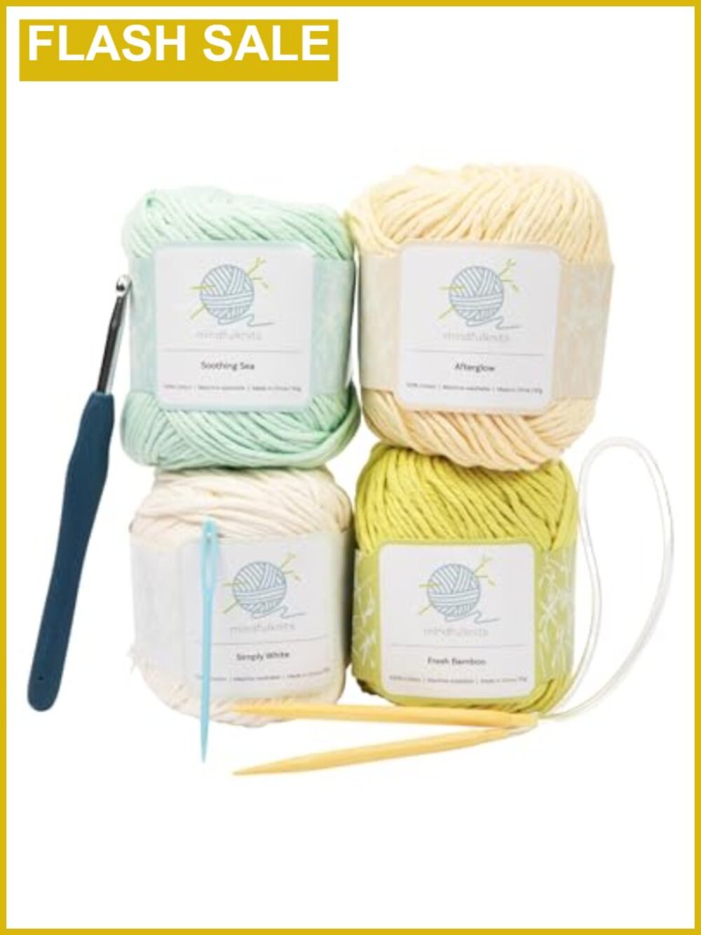 Beginner Knitting Kit with Circular Needles Cotton Yarn & Yarn Needle -